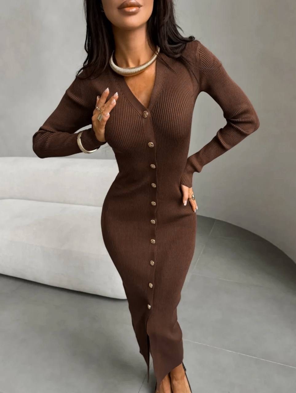 платье лапша,стильное платье,трикотажное платье,женское трикотажное платье с длинным рукавом и пуговицами спереди,платье трикотажное лапша