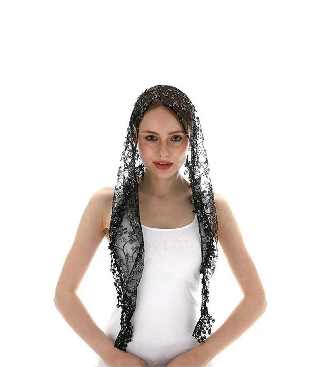 женский треугольный шарф для церковной молитвенной шаль,прозрачный шарф,прозрачный платок,косынка для венчания,кружевной платок