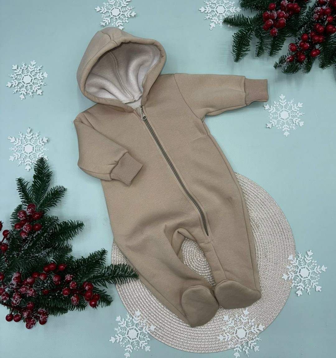 утепленный комбинезон,комбинезон утепленный для новорожденного,комбинезон детский с капюшоном из футера,комбинезон из футера,комбинезон для новорожденного