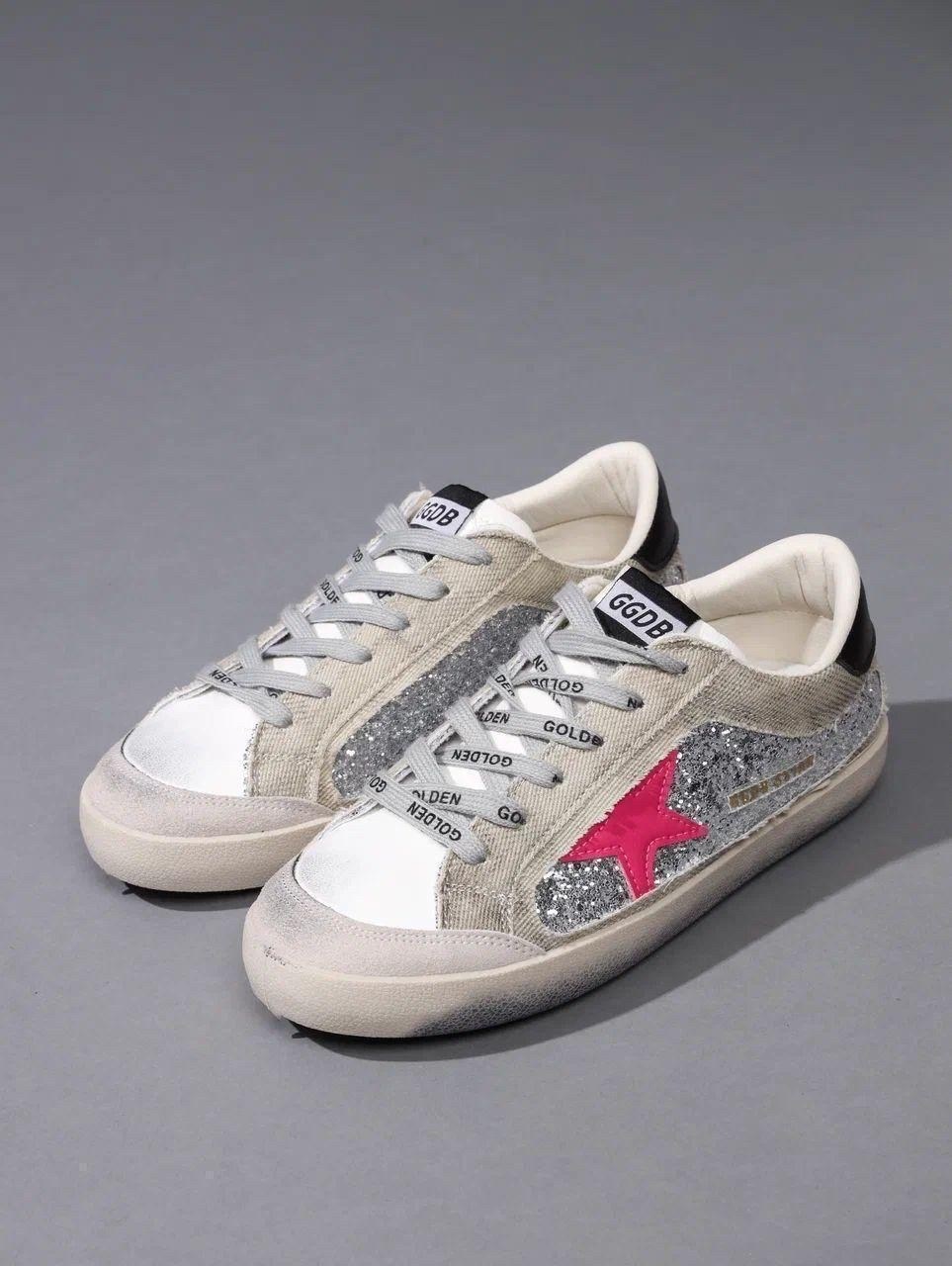 кроссовки golden goose с пайетками на платформе,,кроссовки golden goose,кеды golden goose,кеды стильные со звездочкой