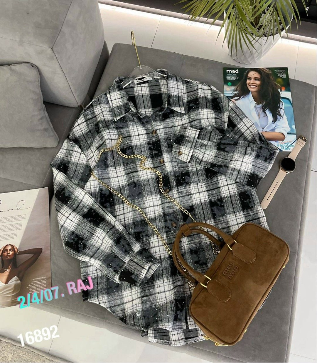 рубашка женская оверсайз в клетку,рубашка в клетку женская,рубашка в клетку оверсайз,рубашка клетчатая оверсайз со стразами junsy,рубашка в клетку