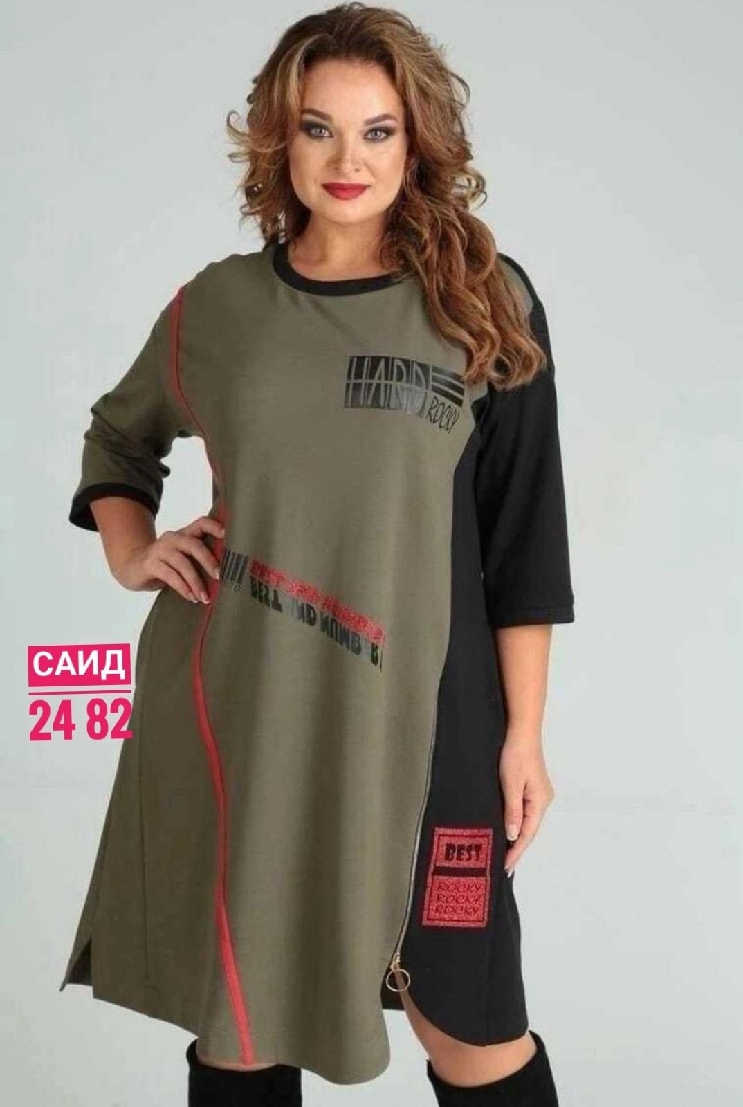 платье sandyna 13628,платье больших размеров повседневное,платье sandyna 13628 хаки,женское платье больших размеров,платье женская