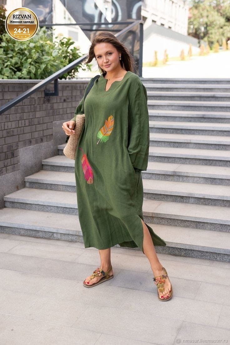 льняное платье с вышивкой,льняное платье,льняное платье бохо,бохо платье,женское платье больших размеров
