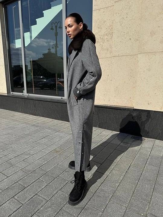 пальто зимнее серое женское,пальто с соболем,пальто с воротником,серое зимнее пальто,шерстяное пальто