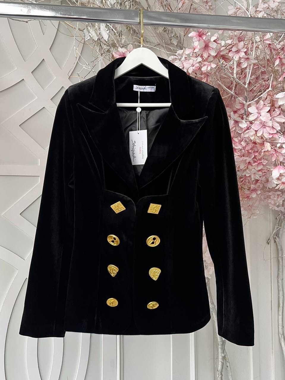 приталенный жакет из велюра черного цвета balmain,пиджак чёрный бархат balmain,велюровый пиджак женский,черный бархатный блейзер для женщин тонкий двубортный пиджак на пуговицах,бархатный пиджак