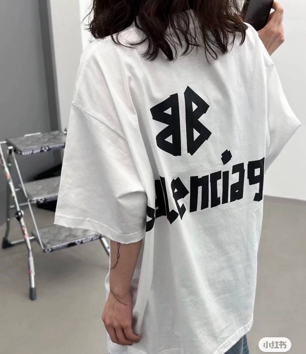 футболка с коротким рукавом в стиле balenciaga,balenciaga футболка,белая футболка balenciaga,футболка balenciaga copy 1:1 из хлопка,женская футболка balenciaga