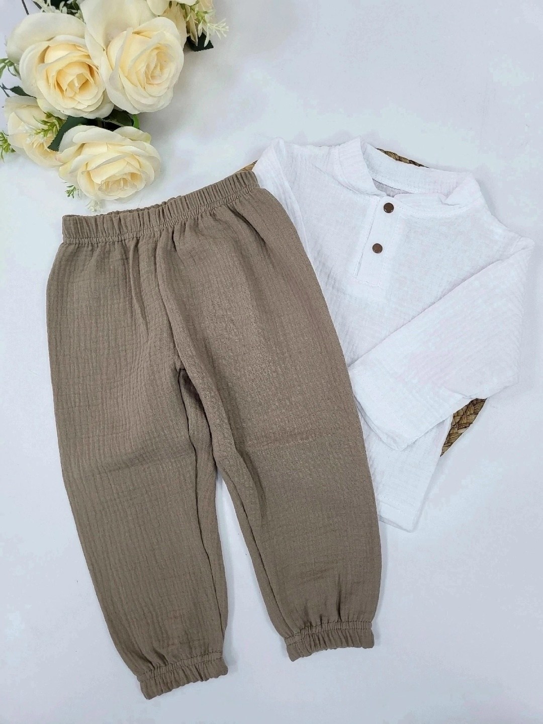 комплект из муслина,детский муслиновый костюм,костюм для малышей муслин,детские льняные брюки на мальчика,костюм из муслина