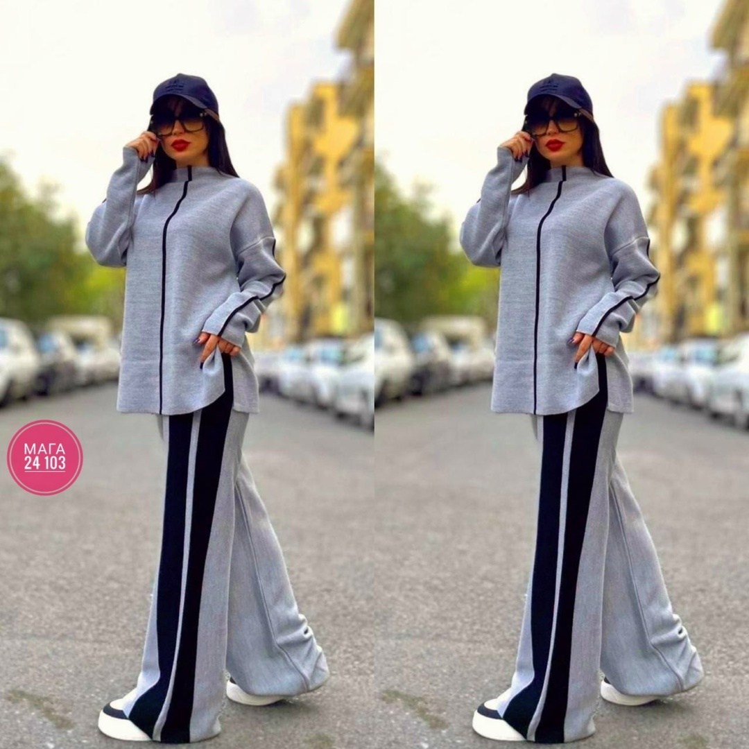 костюм спортивный,костюм женский,костюм спортивный женский,костюм трикотаж,спортивный костюм больших размеров с брюками паллацо janna collection