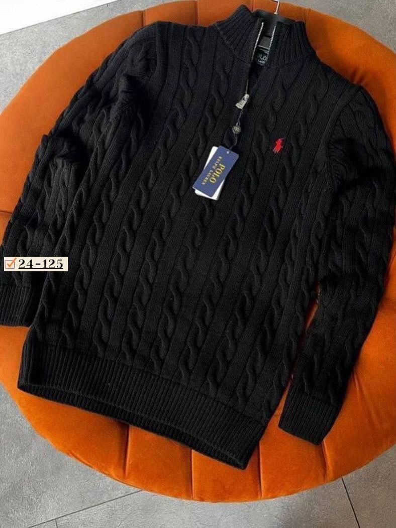 свитер для мужчин,мужская кофта,свитер polo ralph lauren,свитер мужской polo ralph lauren вязаный с воротником на молнии синий,свитер ralph lauren шерстяной трикотаж французский синий