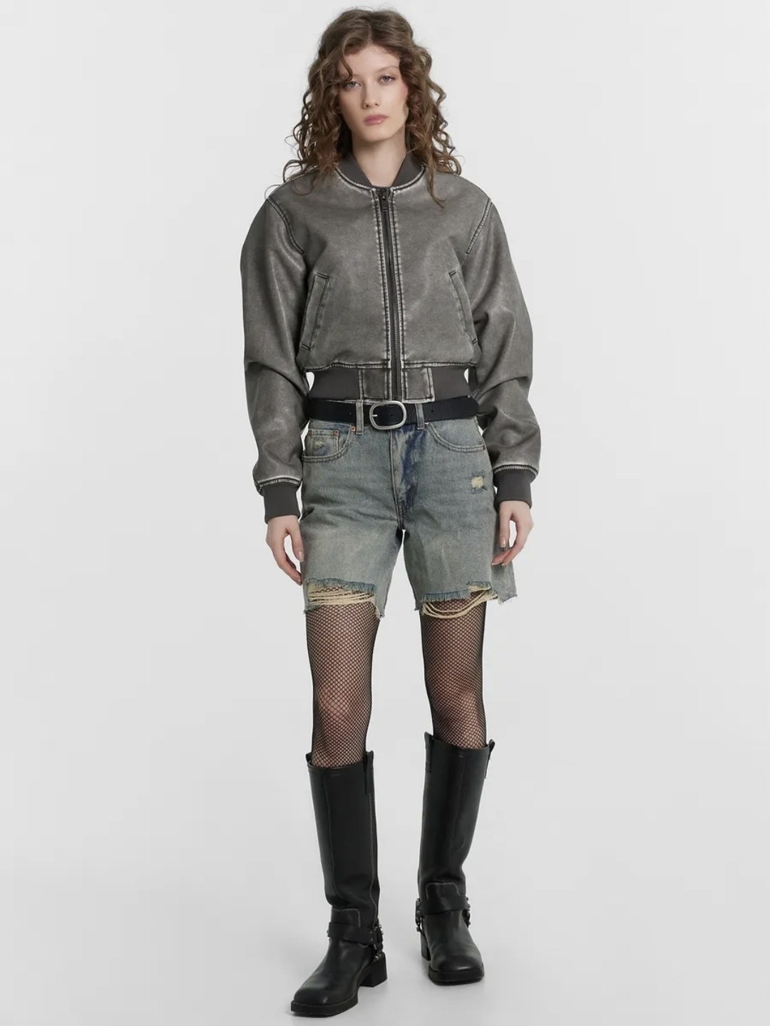 куртка женская кожаная серая mark formelle,укороченная куртка,куртка женская кожаная серая,куртка женская кожаная,кожаная куртка бомбер