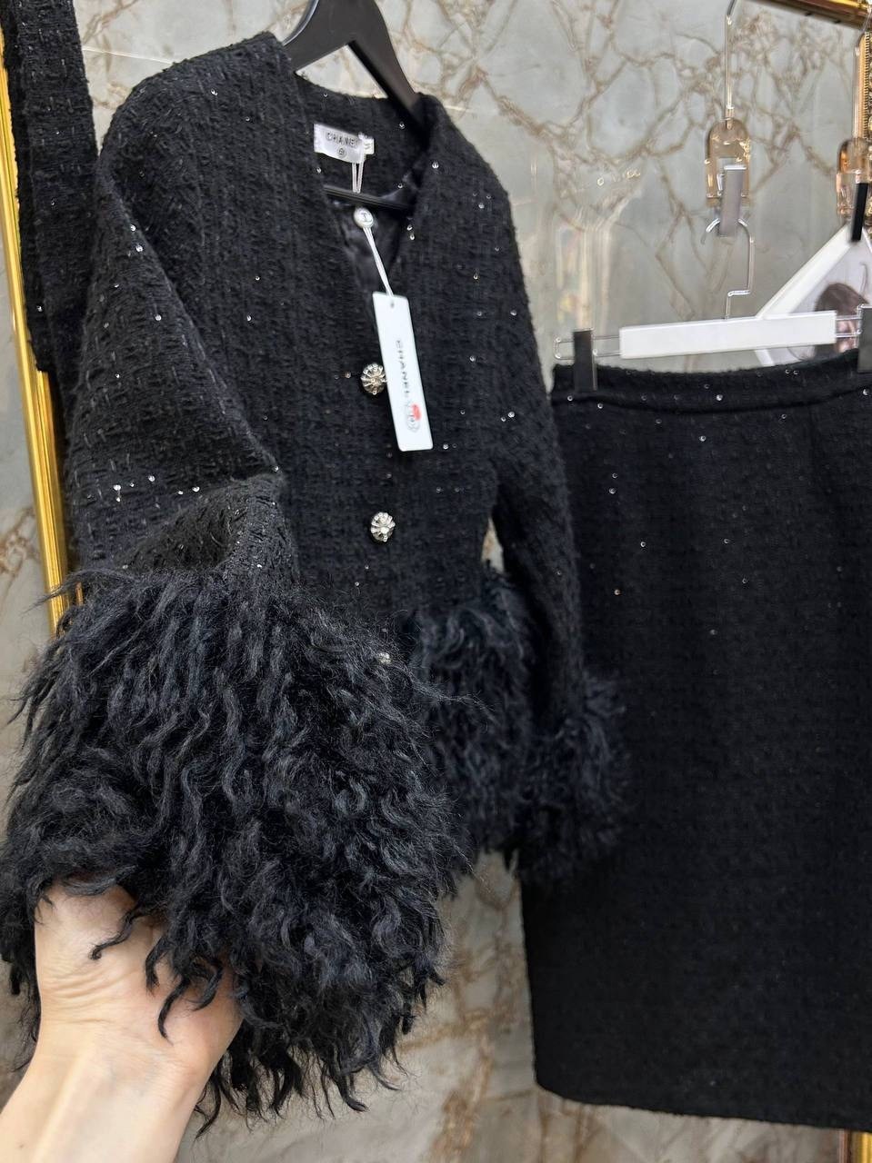 женский короткий твидовый костюм с юбкой insozkdg,женский твидовый костюм с юбкой,твидовые костюмы,твидовый костюм с юбкой,костюм с юбкой