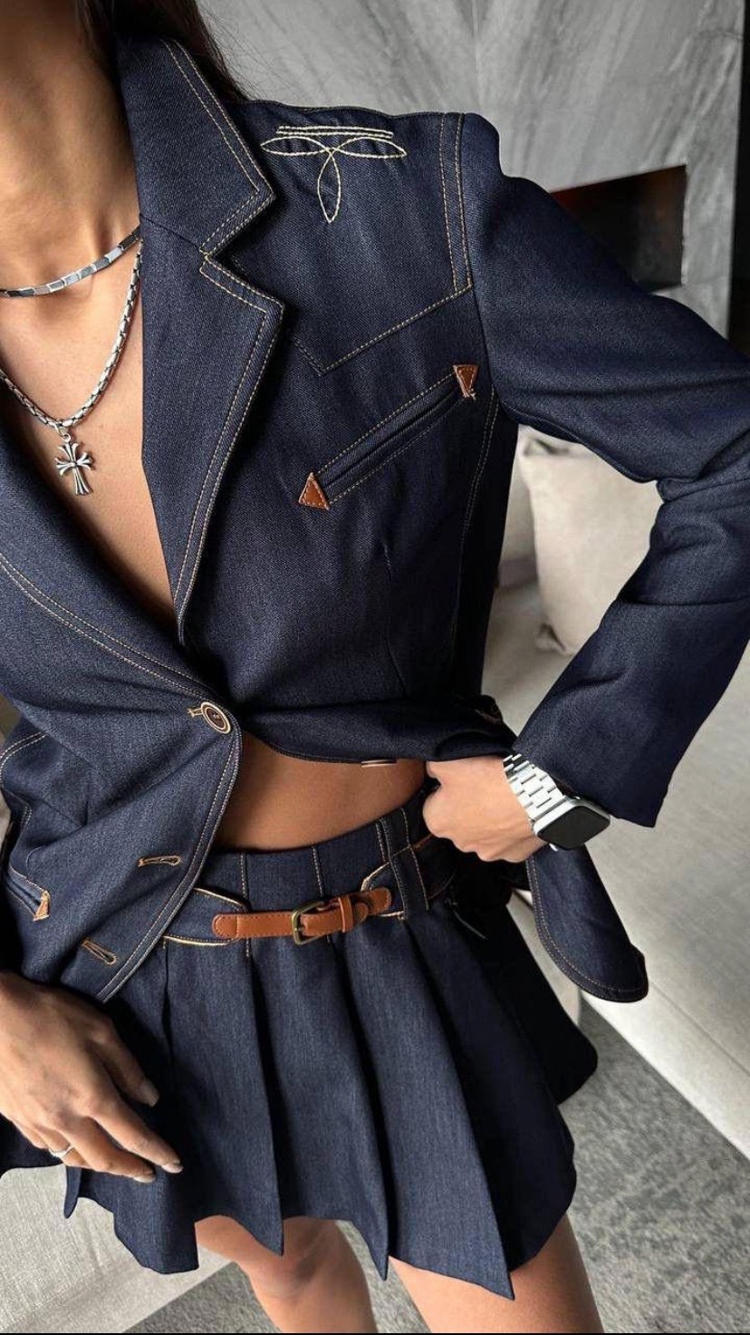 джинсовый костюм с юбкой,пиджак укороченный школьный жакет классический olga lim,хитовый костюм с юбкой шортами и пиджаком mojo-shop,джинсовый костюм,джинсовый костюм женский с юбкой