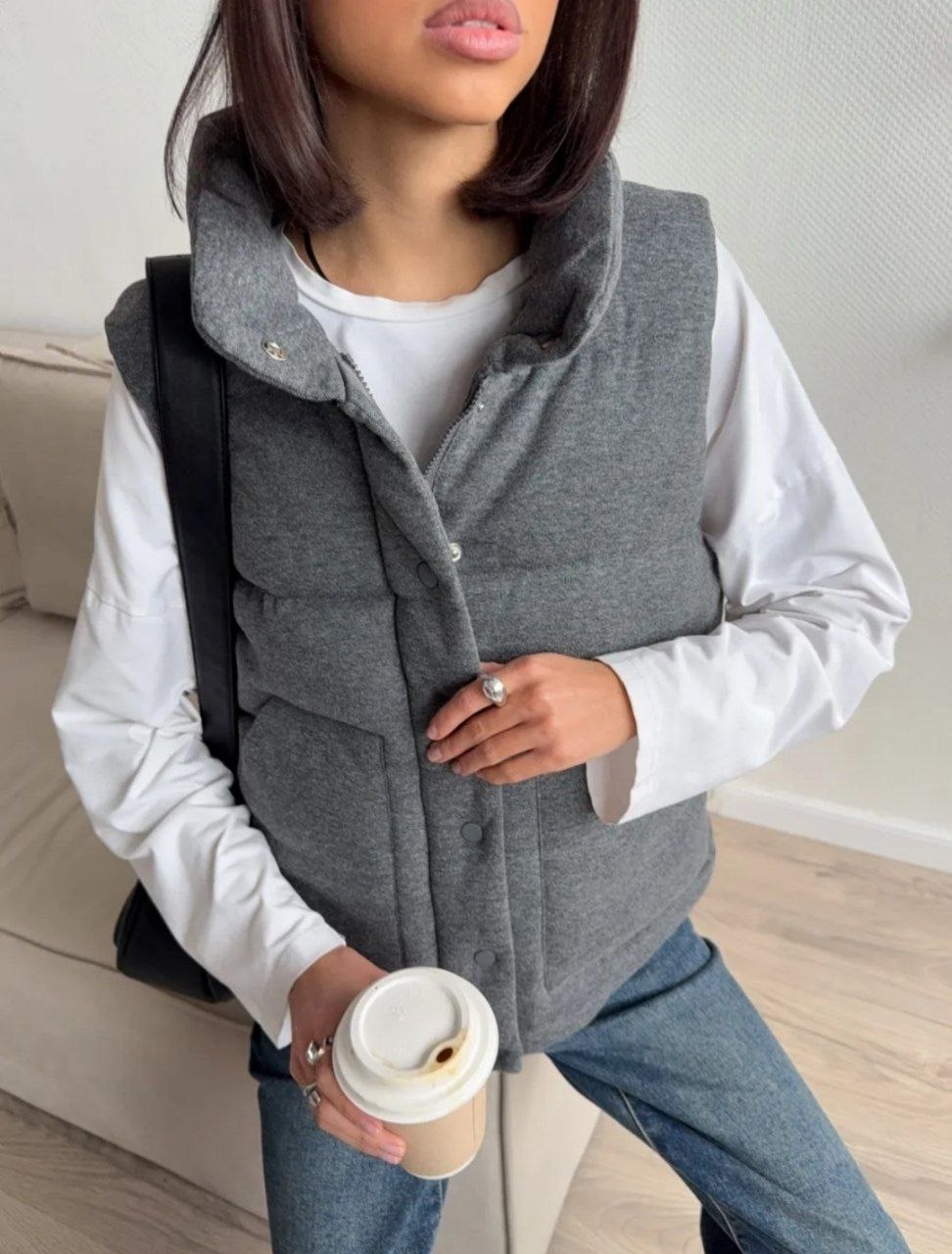 жилетка женская,жилетка утепленная оверсайз цвет серый,жилетка утепленная оверсайз безрукавка lsl цвет серый меланж,женские жилеты,жилетка утепленная осенняя оверсайз безрукавка masha belaya цвет серы