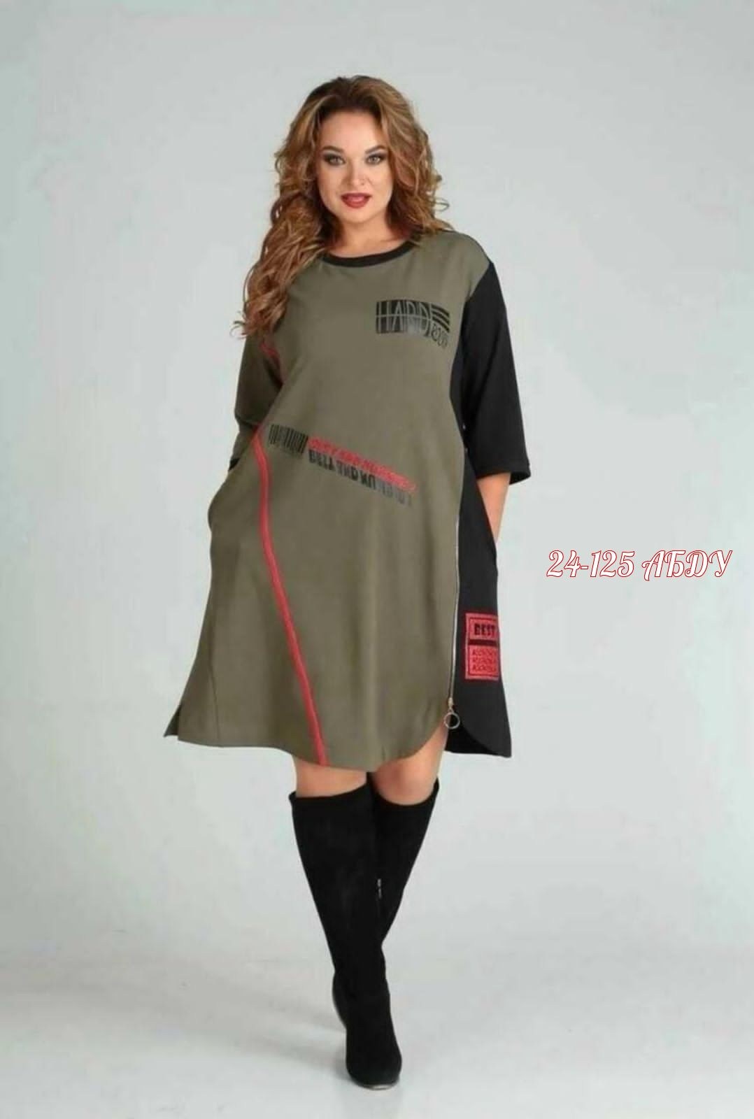 платье sandyna 13628 хаки,женское платье больших размеров,спортивное женское платье,платье женское,платье