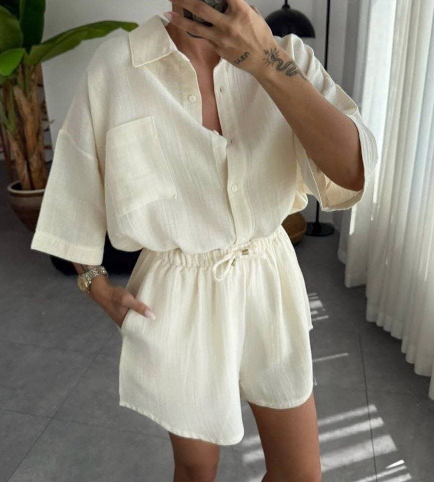 летние костюмы,костюм с шортами,летние костюмы женские,льняной комбинезон,костюм