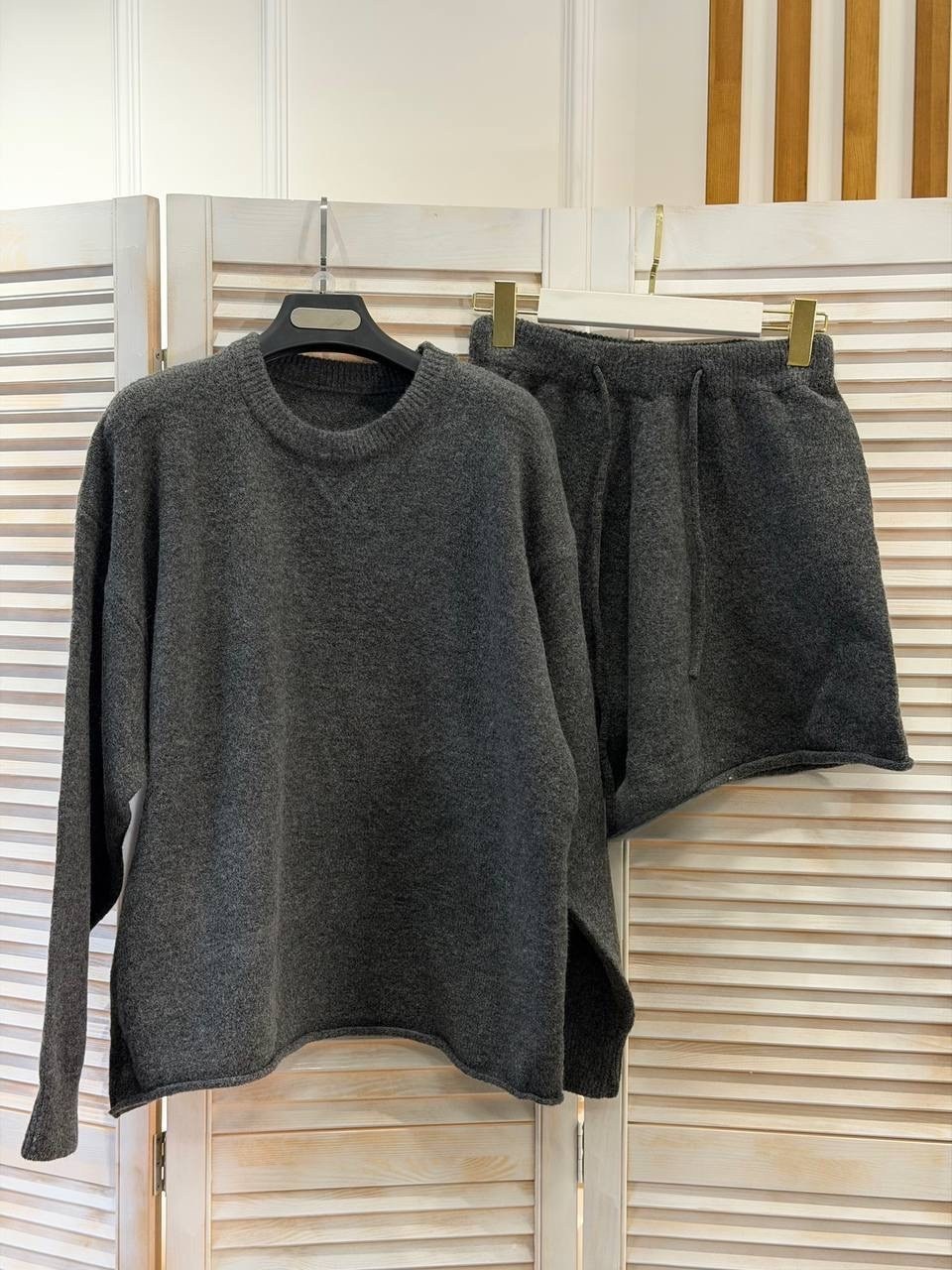 женский повседневный костюм из двух предметов, свитер и шорты,вязаные шорты,свитшот,женский свитер в корейском стиле,женские костюмы