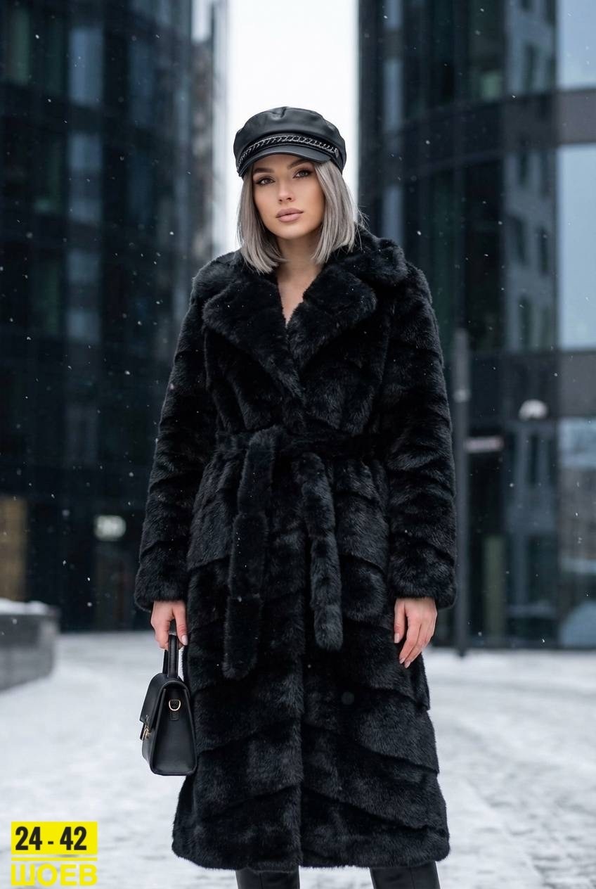 шуба искусственная под норку с поясом alcat,норковая шуба,черная норковая шуба,шуба,шуба искусственная под норку