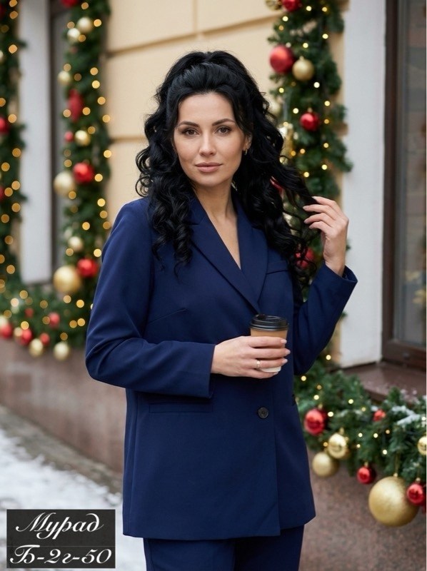 брючный костюм женский темно синий,синий костюм из костюмной ткани с жакетом и брюками urs 24-373-2,брючный костюм,костюм деловой брючный,синий костюм из костюмной ткани с жакетом и брюками