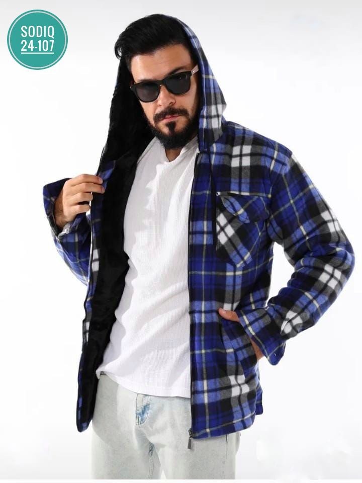 мужская утепленная рубашка с капюшоном,теплая мужская рубашка в клетку с капюшоном,теплая рубашка с капюшоном,мужская теплая рубашка с капюшоном,рубашка с капюшоном