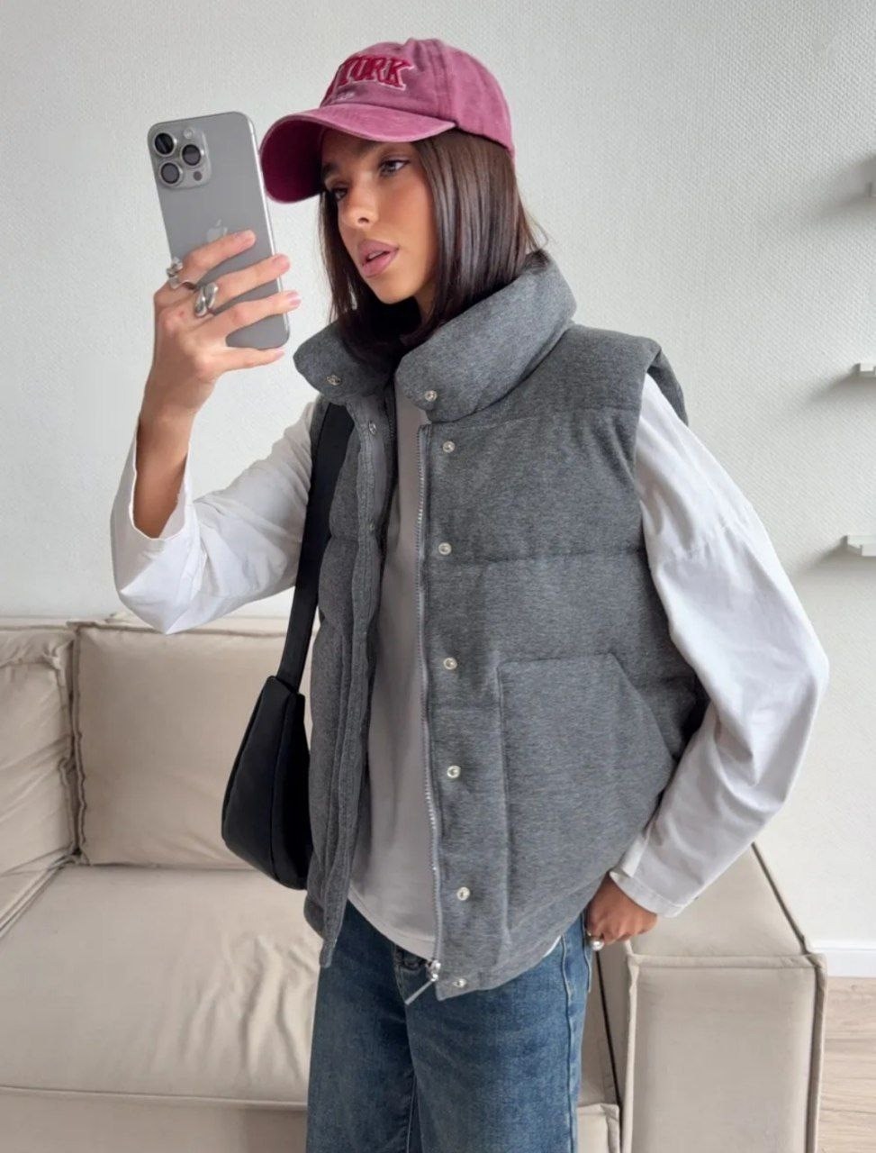 жилетка женская,жилетка утепленная оверсайз цвет серый,жилетка утепленная оверсайз безрукавка lsl цвет серый меланж,женские жилеты,жилетка утепленная осенняя оверсайз безрукавка masha belaya цвет серы
