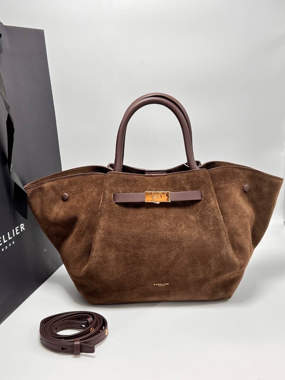 сумка demellier 56-30-34 натуральная замша большой размер,сумка замшевая,сумка demellier из натуральной замши,коричневая замшевая сумка,сумка demellier натуральная замша