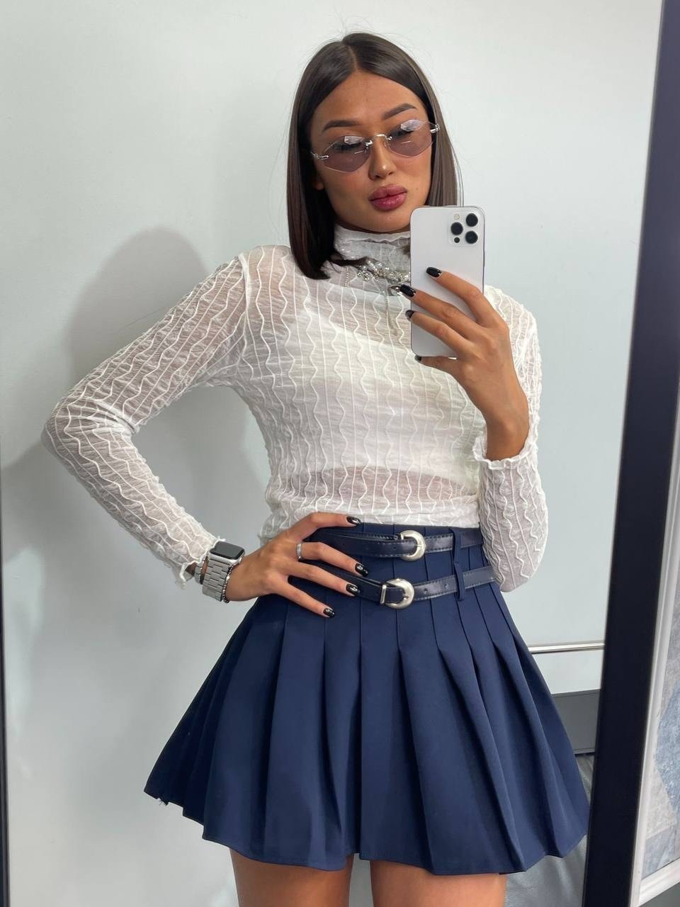 юбка,плиссированная мини-юбка,юбка с поясом,мини юбка,юбка модная