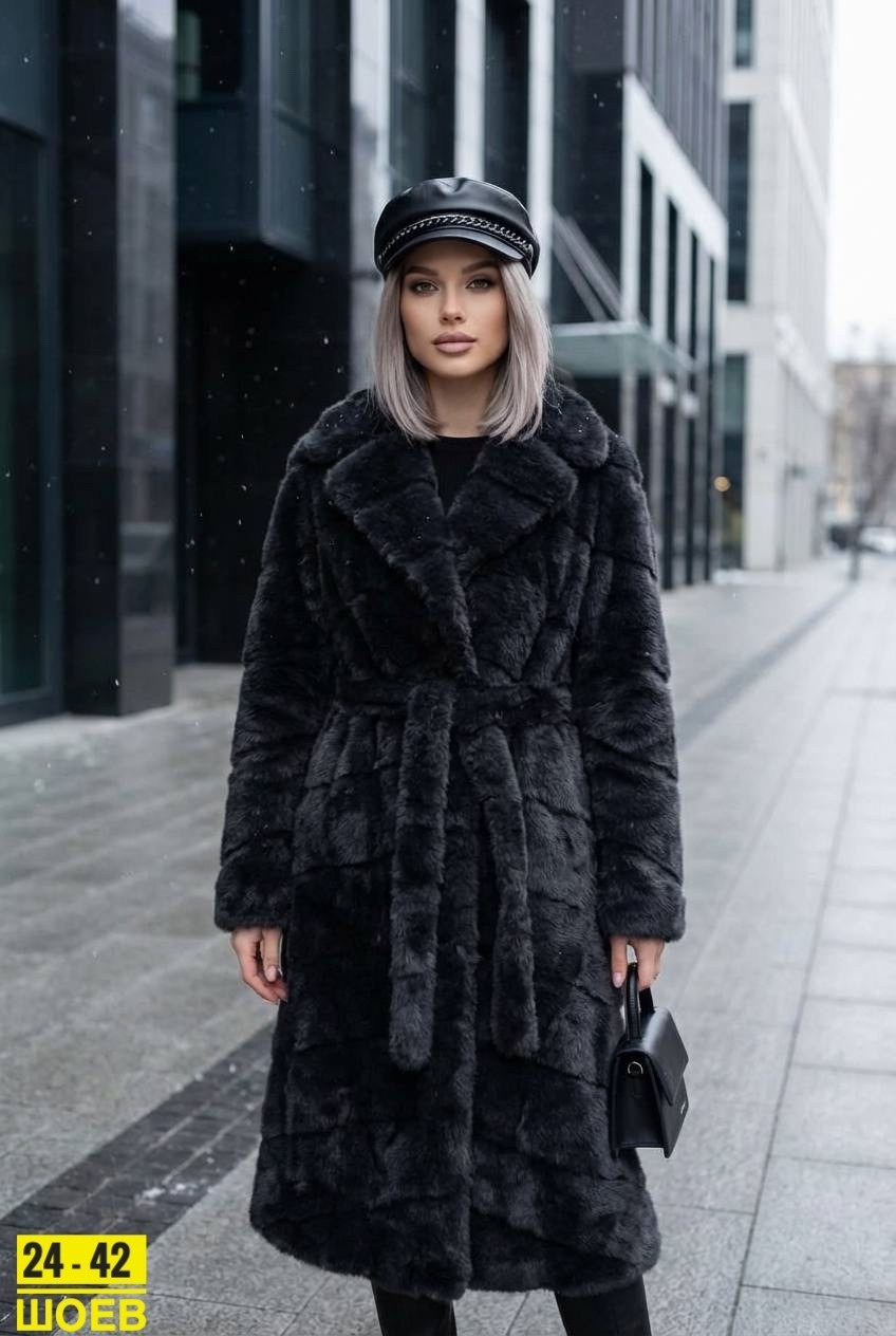 шуба искусственная под норку с поясом alcat,норковая шуба,черная норковая шуба,шуба,шуба искусственная под норку