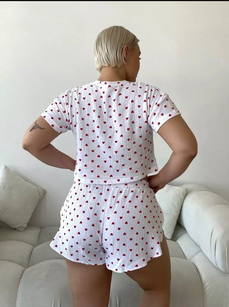 женская пижама с шортами,женская пижама,пижама с шортами и футболкой с сердечками домашняя morra,пижама с шортами,пижама