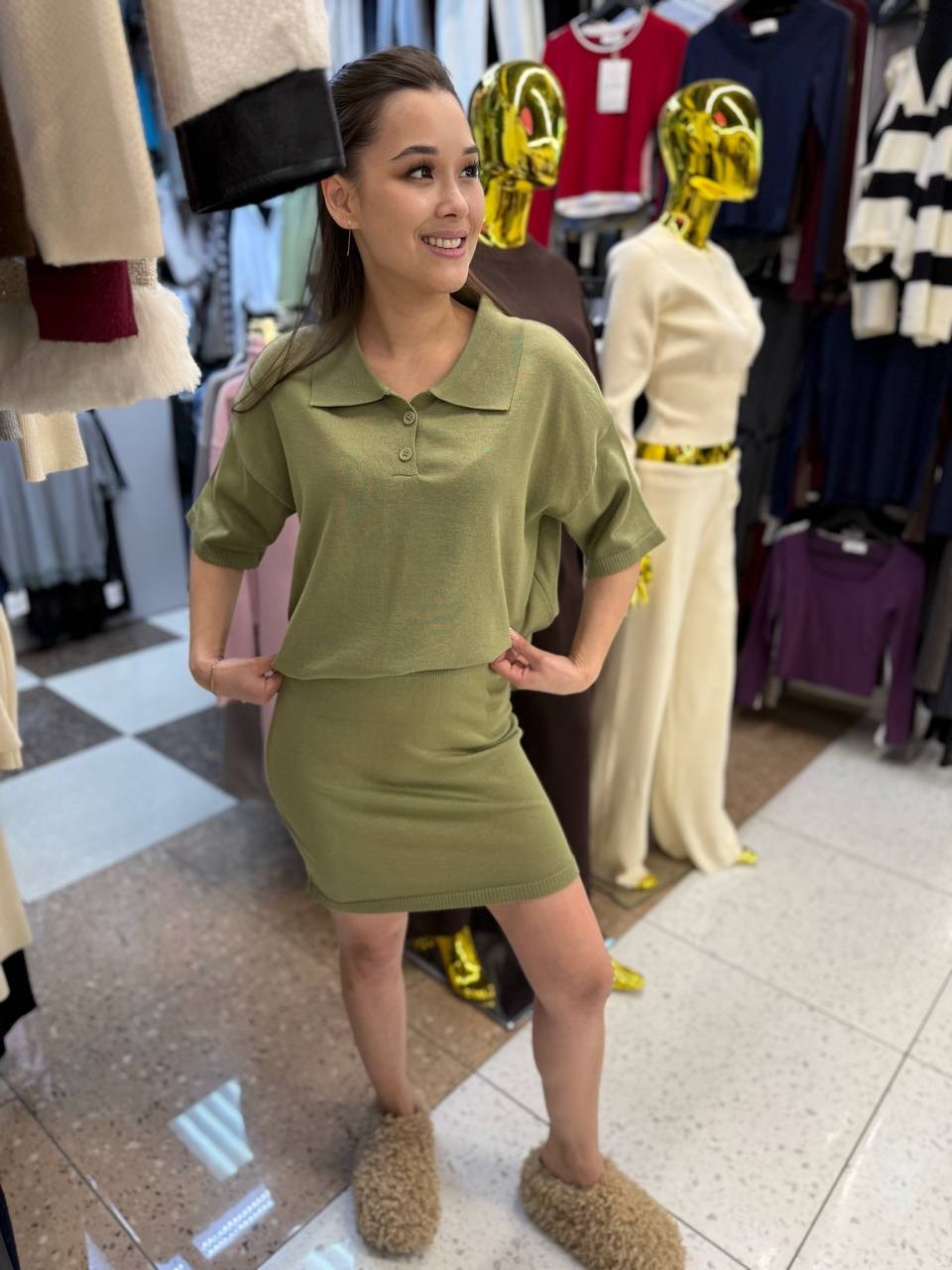 трикотажный костюм с юбкой,трикотажные костюмы женские,костюм с юбкой трикотажный теплый mici oha,костюм трикотажный,костюм с юбкой женский