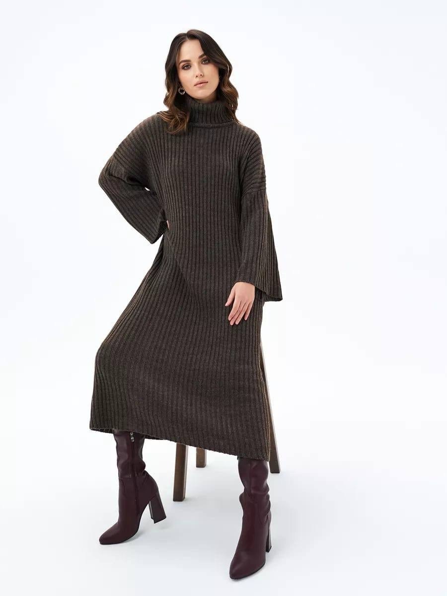 платье вязаное oversize leikan,платье вязаное oversize leikan цвет кремовый,вязаное платье оверсайз,платье вязаное,платье длинное трикотажное оверсайз