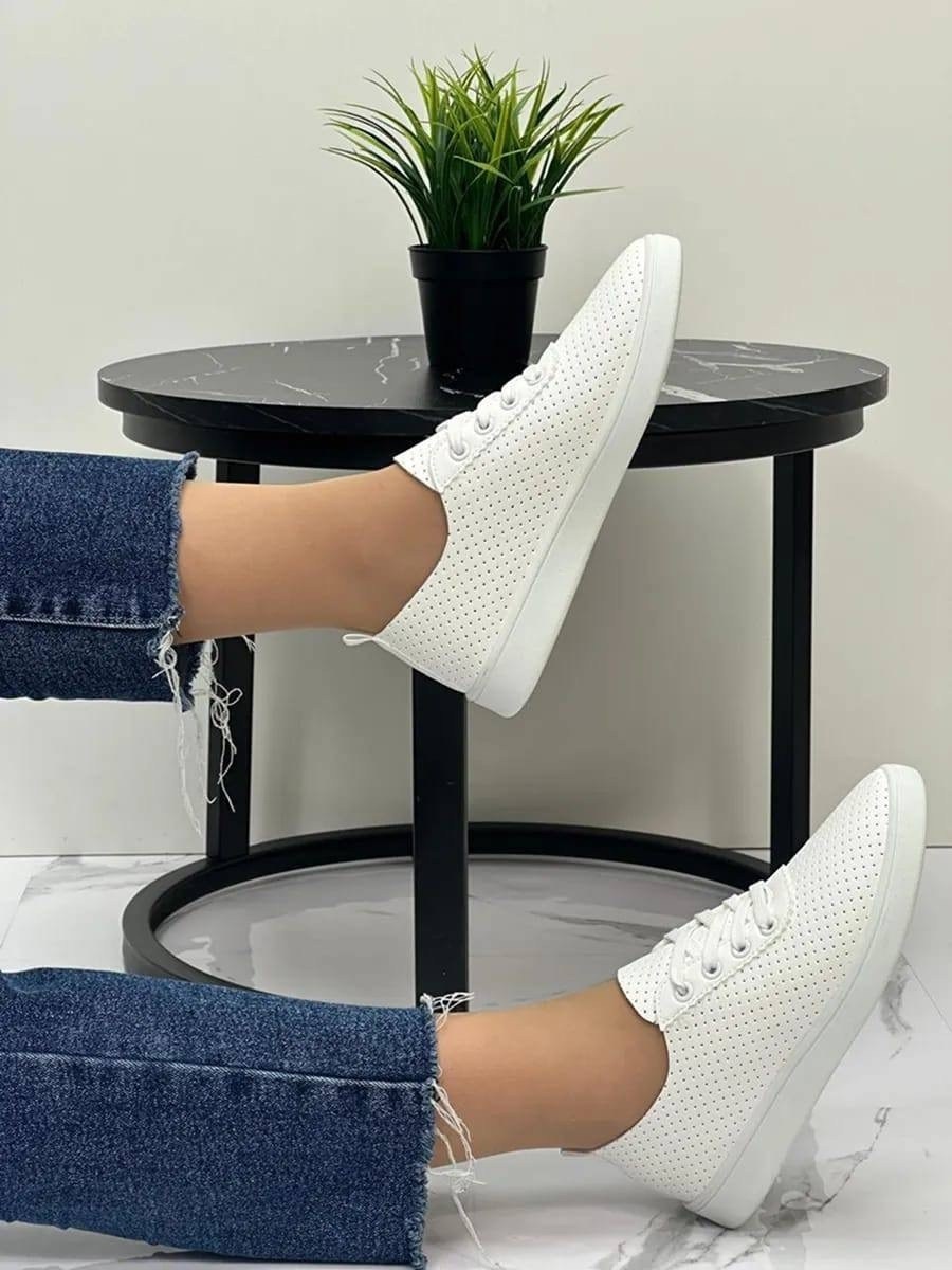 ,кеды женски,женские кеды,кеды саламандер женские с перфорацией,кеды белые с перфорацией