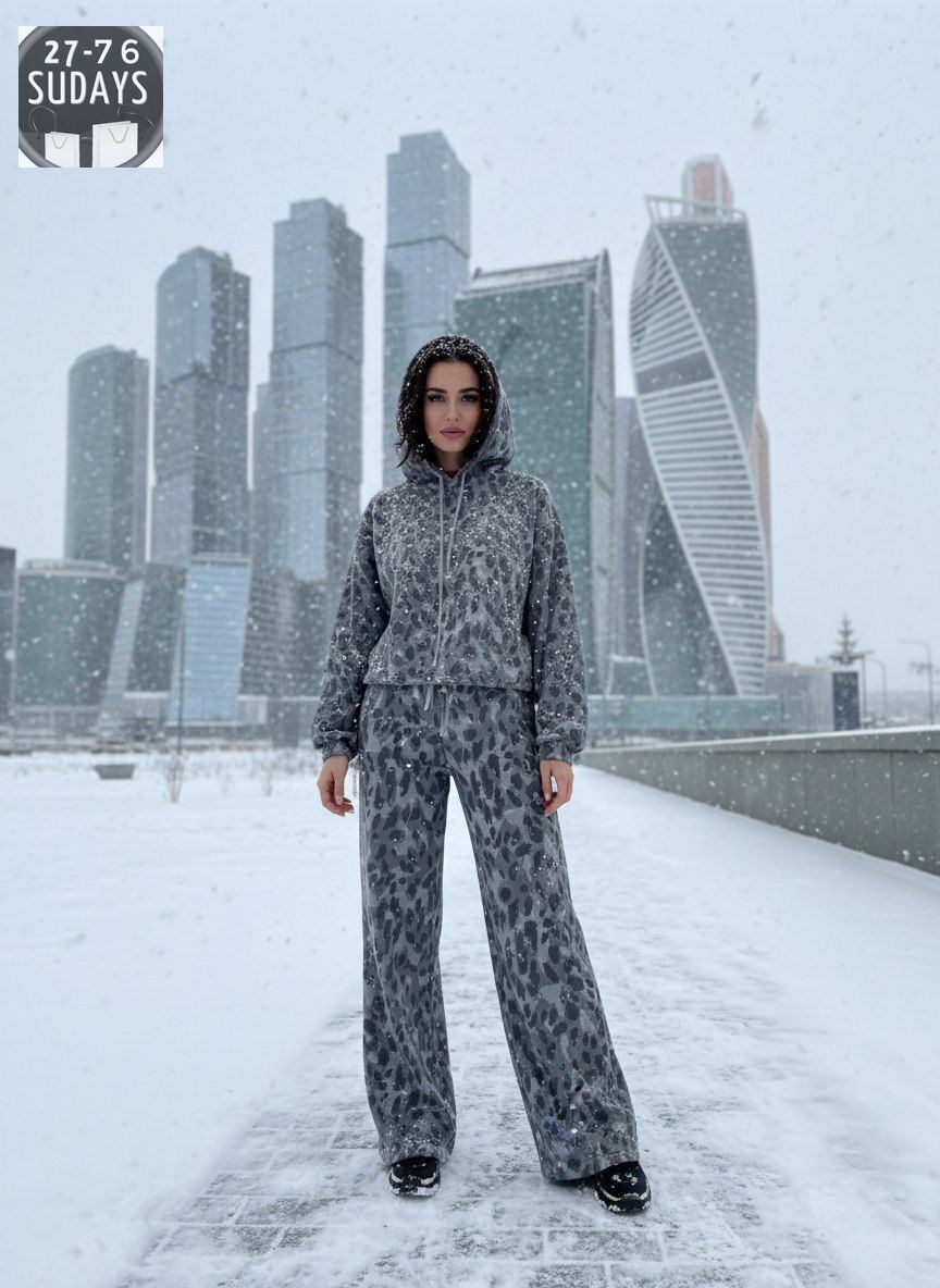 спортивный костюм женский теплый леопардовый majiko,спортивный костюм теплый брючный леопардовый majiko,спортивный костюм теплый осенний леопардовый majiko,костюм брючный леопардовый принт karim benja