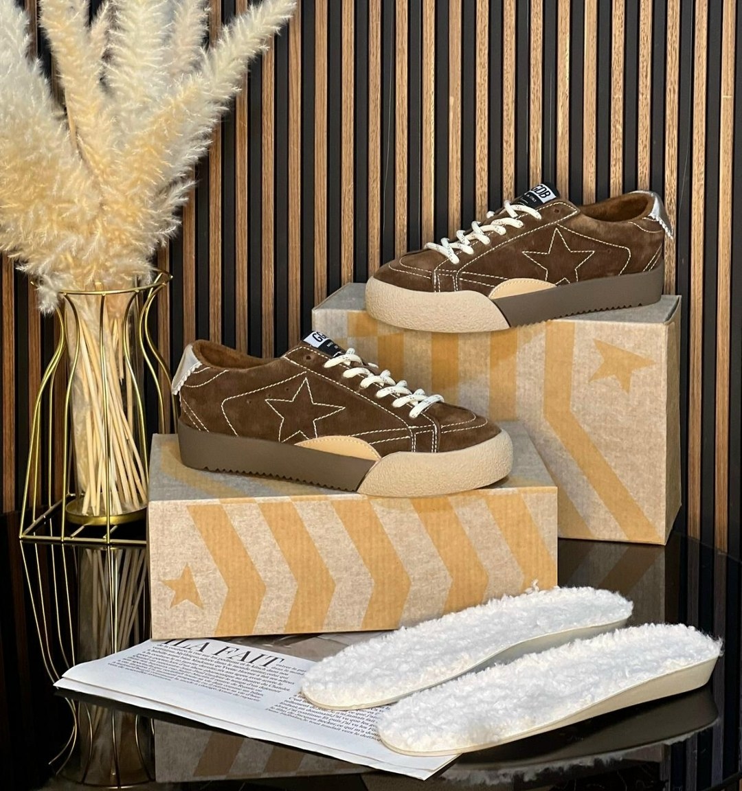 ,кеды зимние с натуральным мехом golden goose premium shoes,кеды golden goose,кроссовки golden goose,кроссовки golden goose hi star коричневый