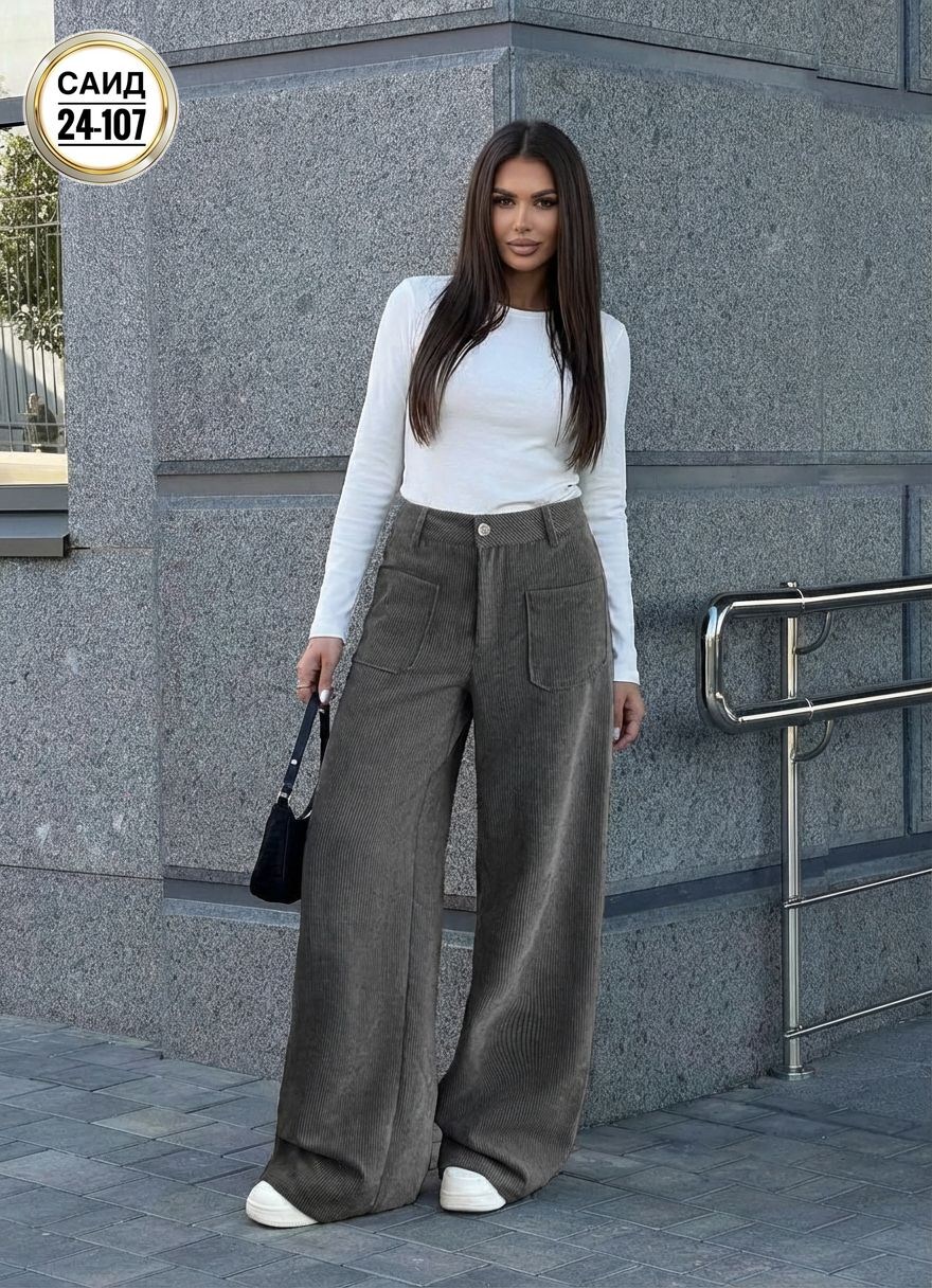 брюки женские оверсайз в клетку flam.shop,вельветовые повседневные брюки с высокой талией,женские брюки клеш,брюки женские,широкие женские брюки