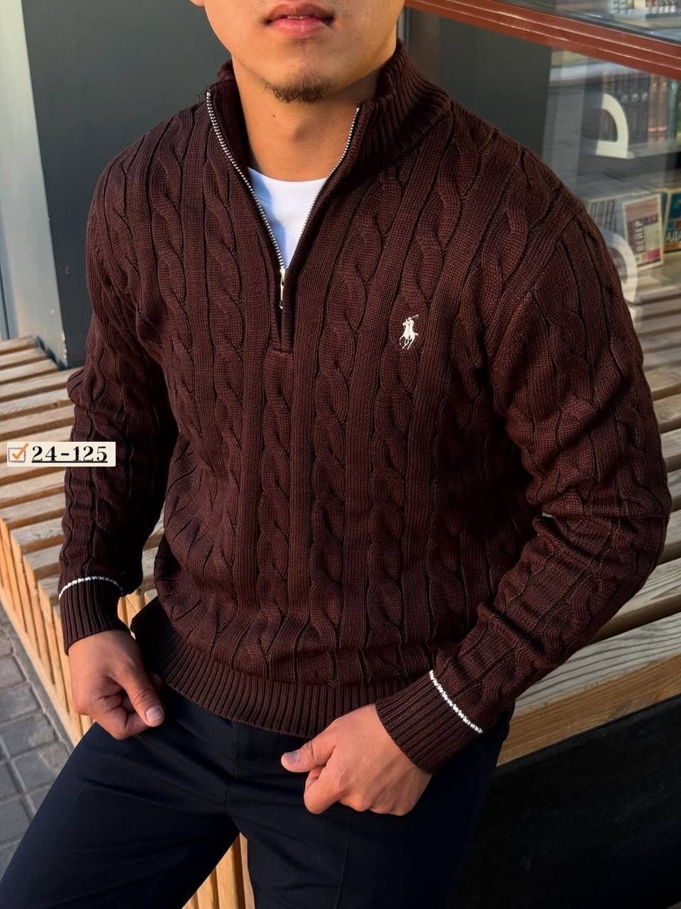 свитер для мужчин,мужская кофта,свитер polo ralph lauren,свитер мужской polo ralph lauren вязаный с воротником на молнии синий,свитер ralph lauren шерстяной трикотаж французский синий