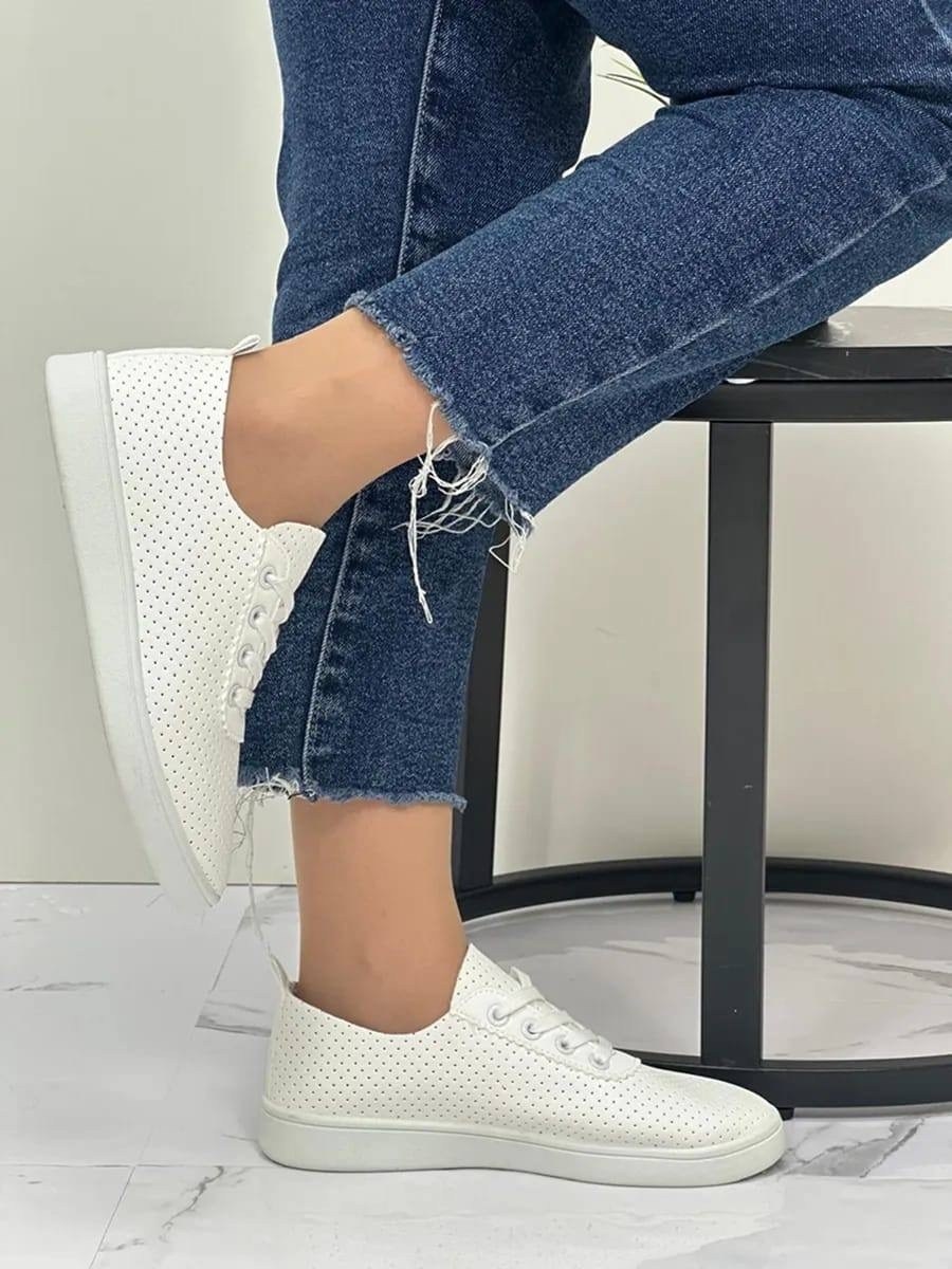 ,кеды женски,женские кеды,кеды саламандер женские с перфорацией,кеды белые с перфорацией