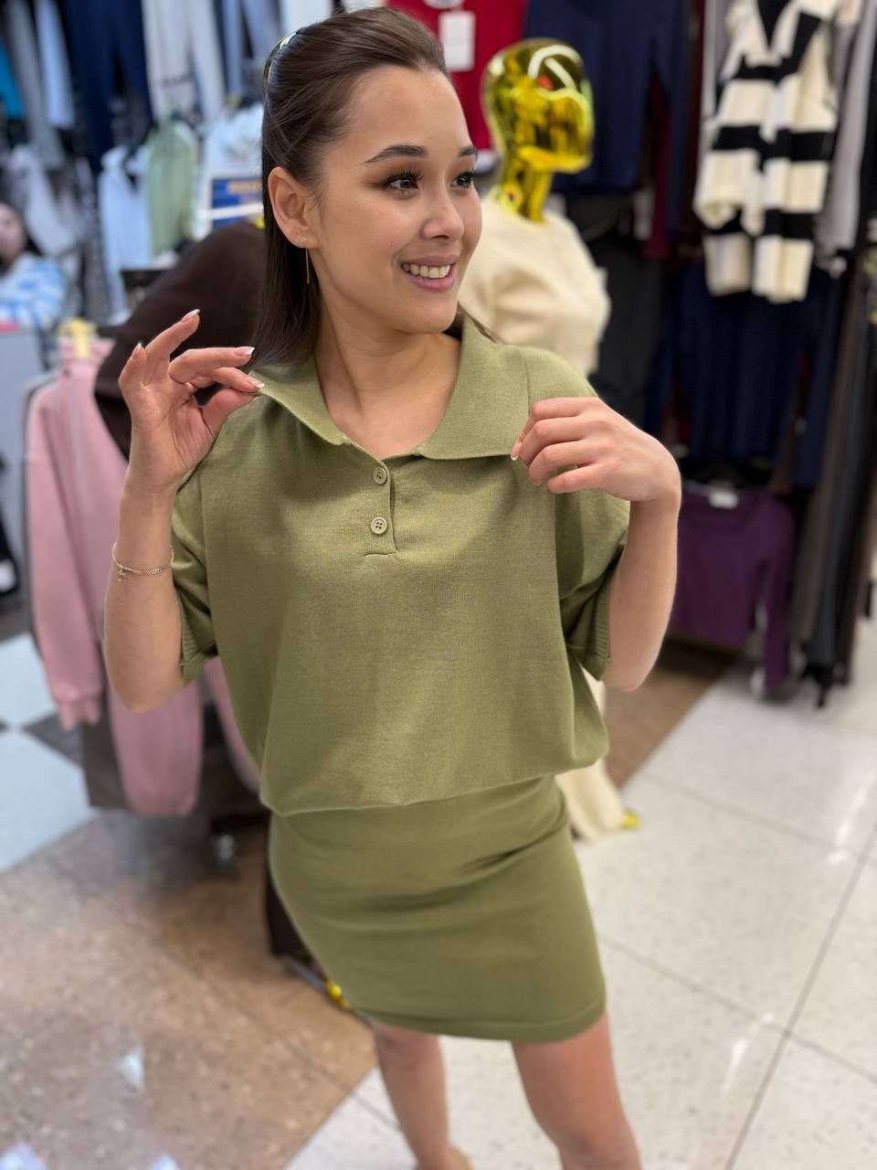 трикотажный костюм с юбкой,трикотажные костюмы женские,костюм с юбкой трикотажный теплый mici oha,костюм трикотажный,костюм с юбкой женский