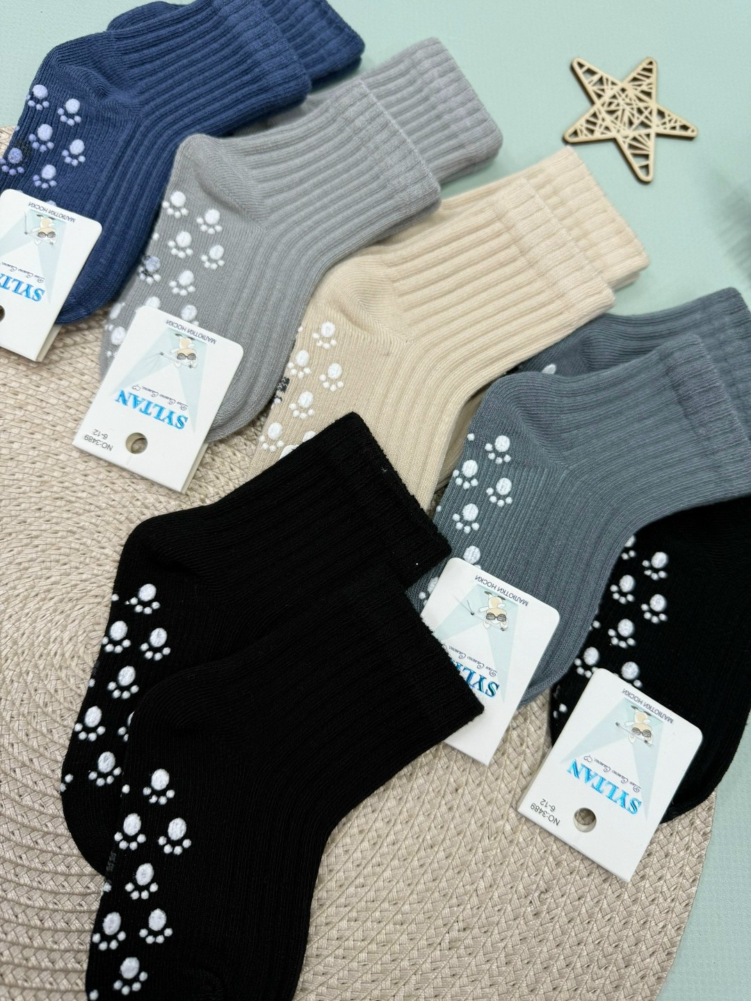 носки maleloon 5 пар размер s на ножку 9-12 см бежевый,носки для новорожденной,носки для малыша,хлопковые носки,носки бежевые