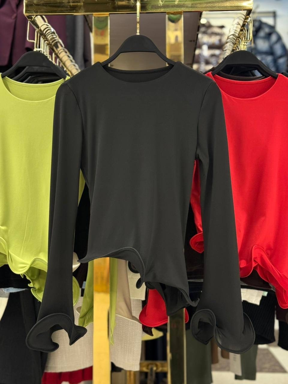 женская повседневная футболка с рюшами,элегантная футболка для моды с рюша,мода стиль,женский топ с длинными рукавами и круглым вырезом