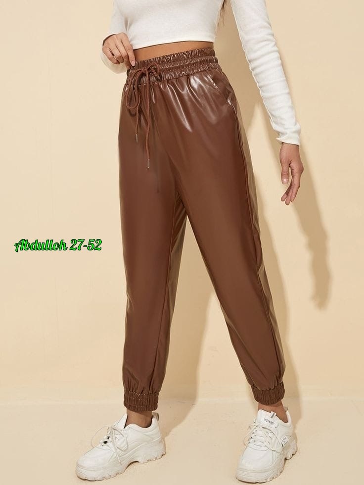 кожаные штаны,брюки из экокожи,кожаные джоггеры,джоггеры женские,брюки из экокожи женские