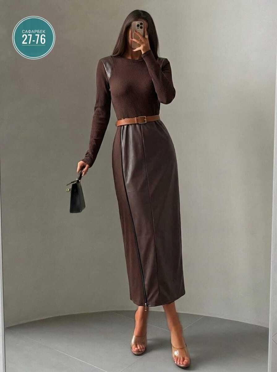 платье женское,юбка из экокожи,женское платье лапша,платье комбинированное,платье стильное