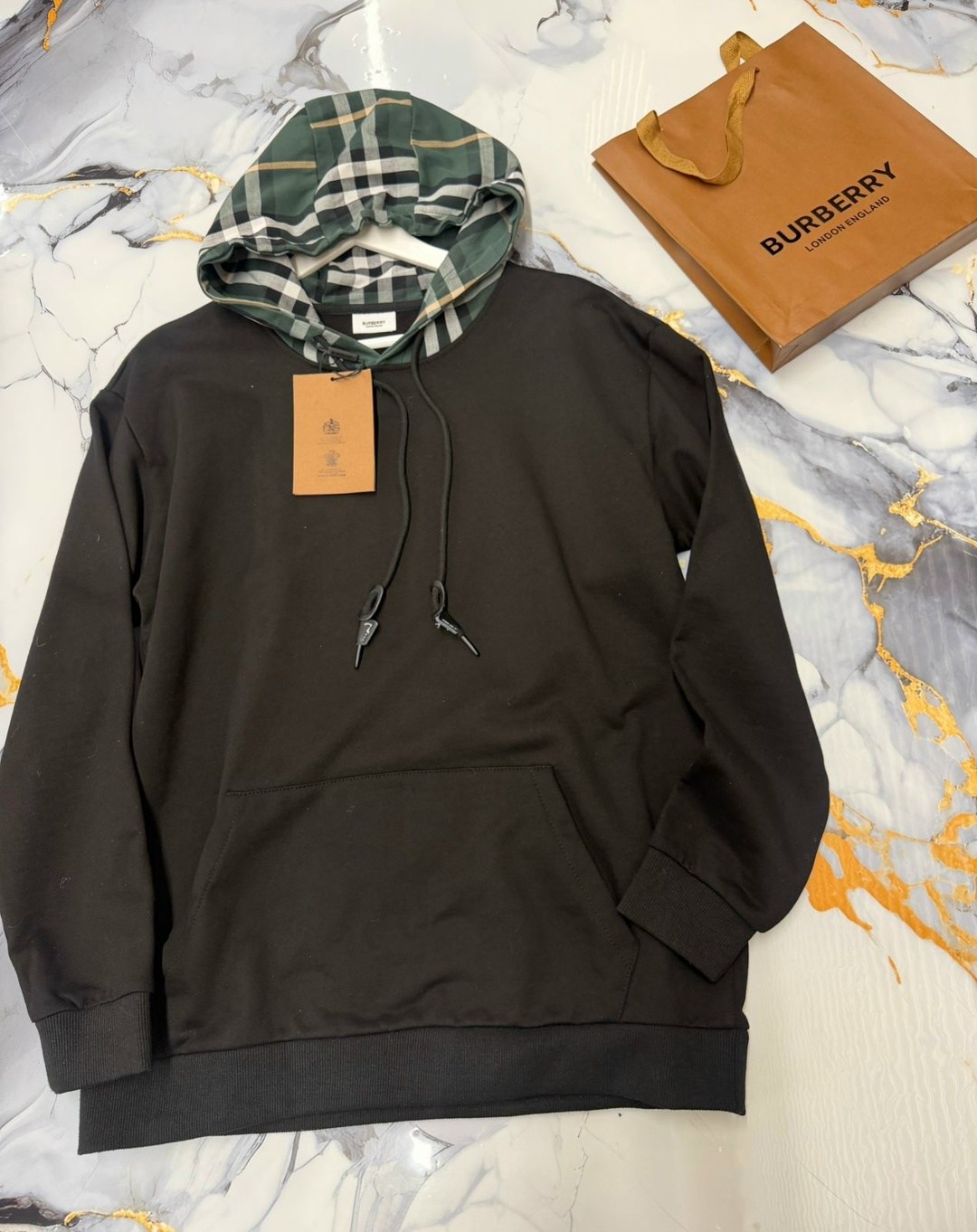 худи в клетку vintage check burberry черный,худи burberry,худи с клетчатым капюшоном burberry черный,burberry hoodie,толстовка burberry