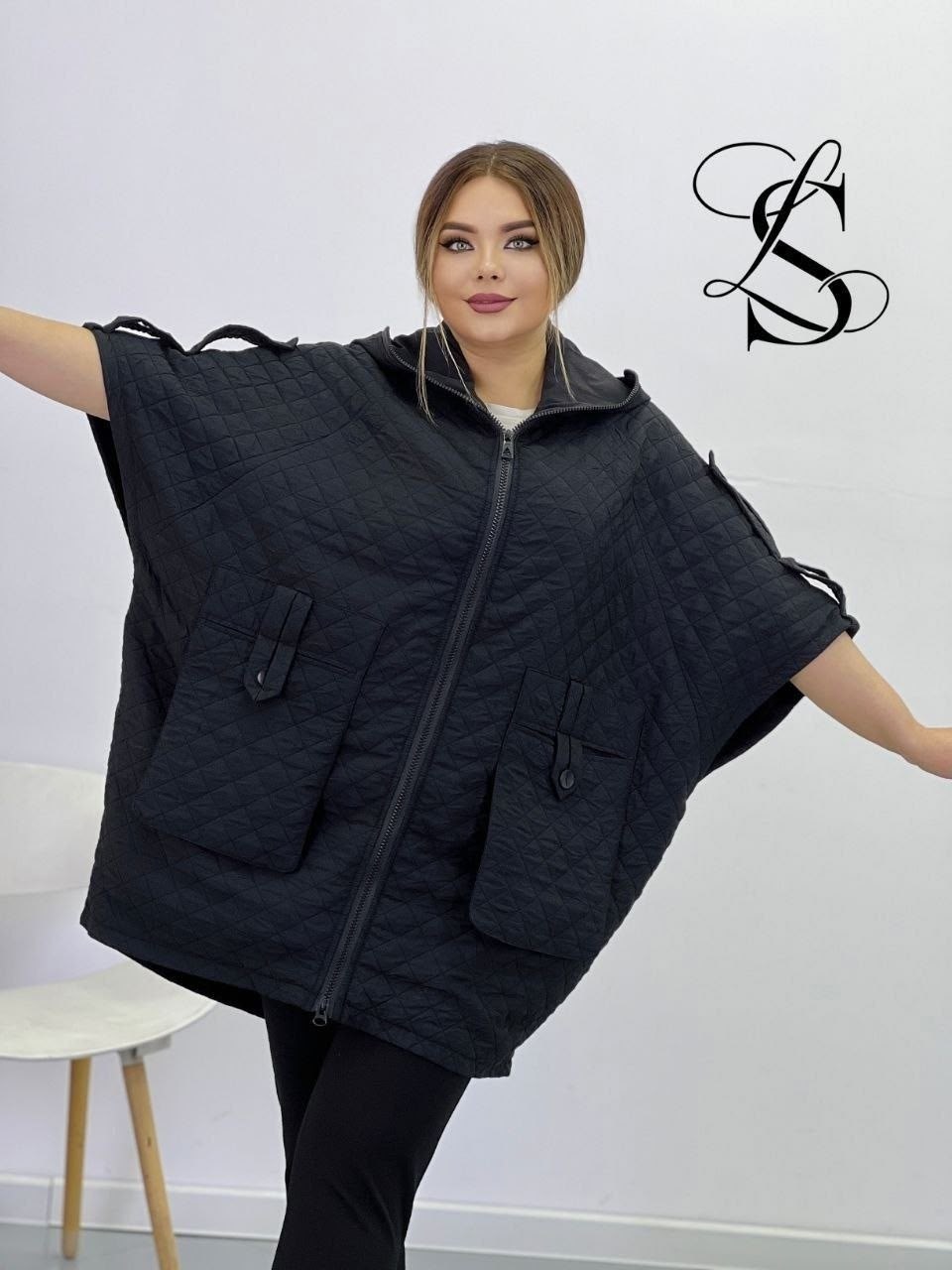 пончо большие размеры,куртка женская,куртка пончо,демисезонная куртка,куртка свободного кроя