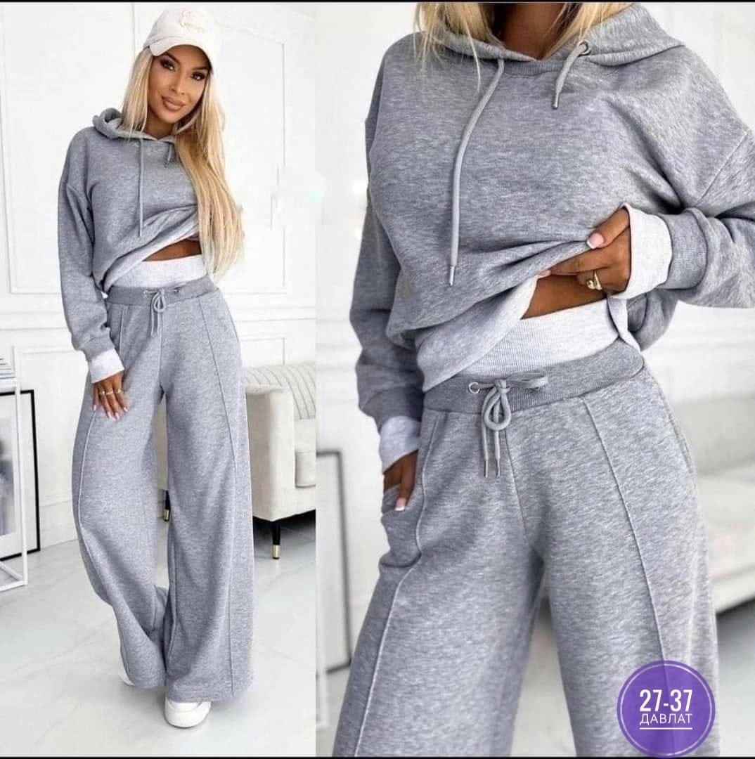 костюм с брюками,костюмы спортивные женские,костюм с широкими штанами,брючный костюм в спортивном стиле,трикотажный костюм с широкими штанами