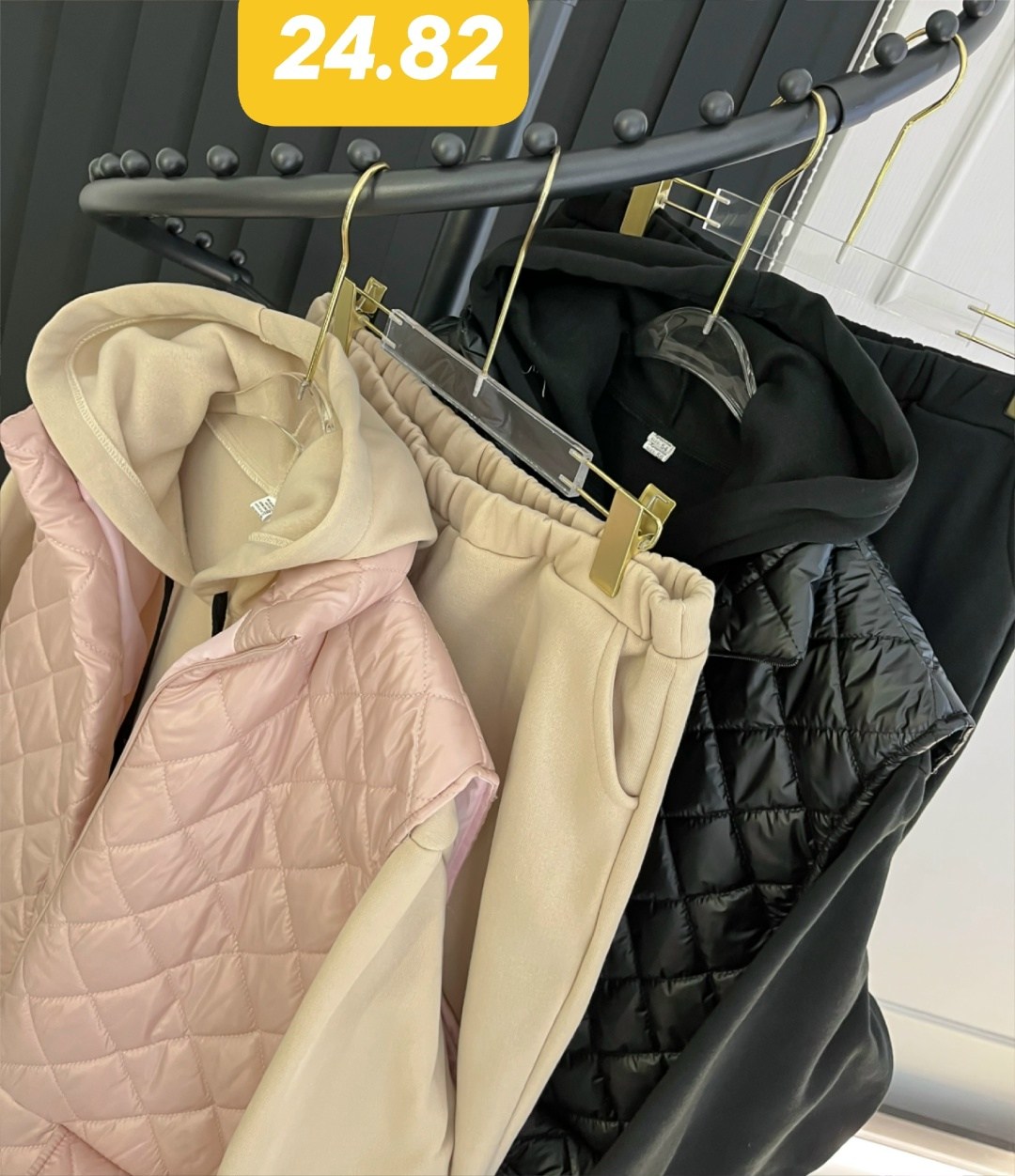 костюм спортивный тройка с длинным стеганым пальто cubi shop,костюм тройка с курткой,костюм женский на флисе,костюм женский тройка,костюм бежевый