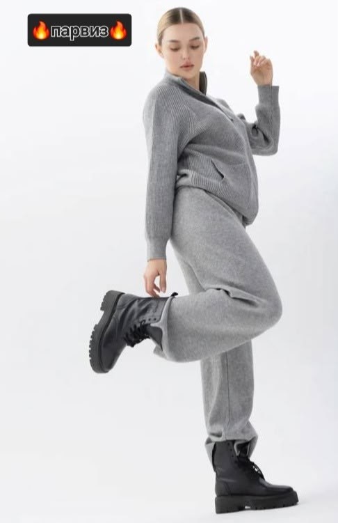 трикотажный женский костюм,трикотажный костюм,трикотажные брюки,вязаные костюмы,спортивные брюки женские finn flare fae11172 серые l