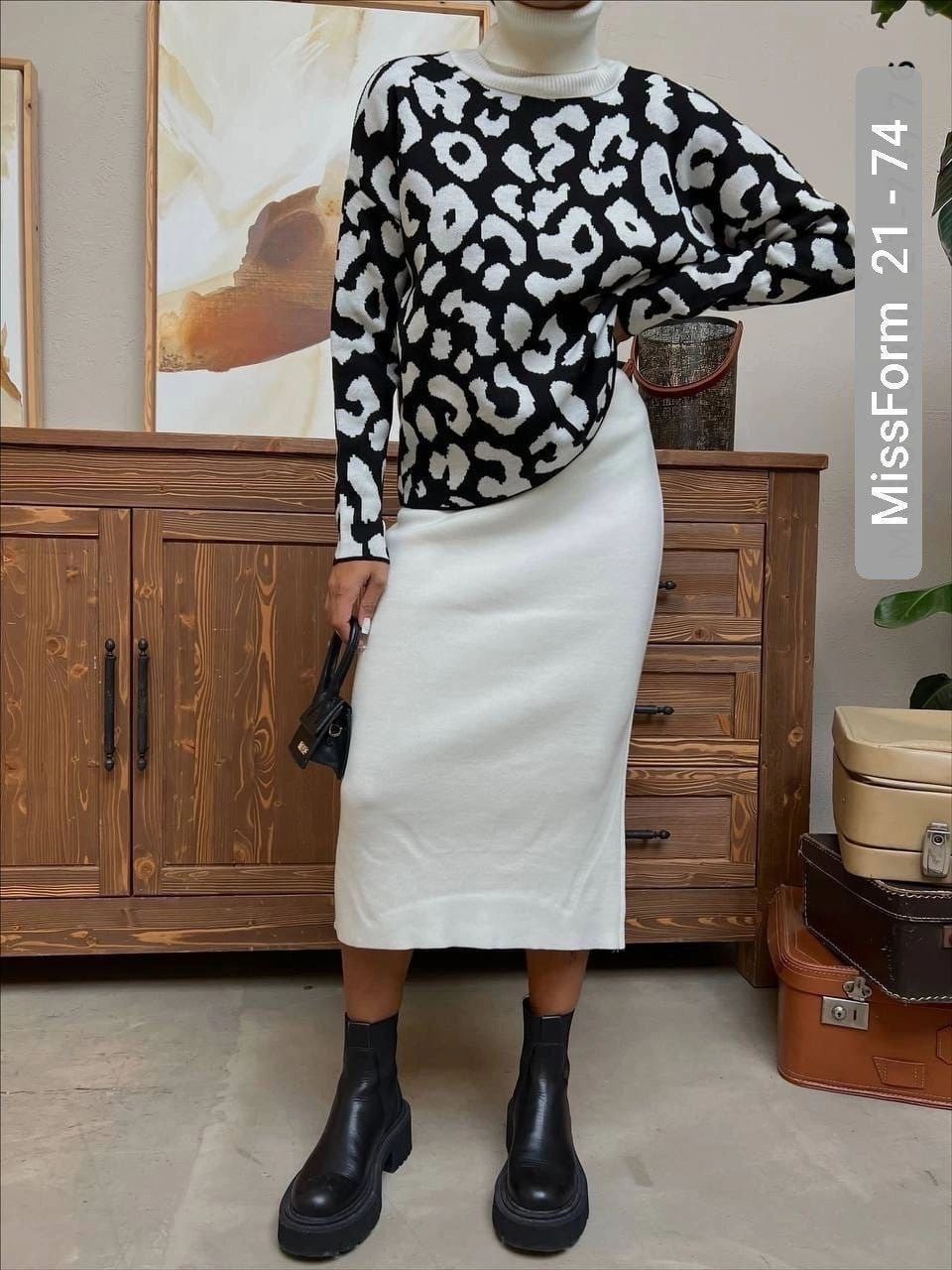 трикотажные костюмы с юбкой,женский вязаный свитер с леопардовым принтом,юбка с кофтой,юбка трикотажная,костюм женский с юбкой трикотажный