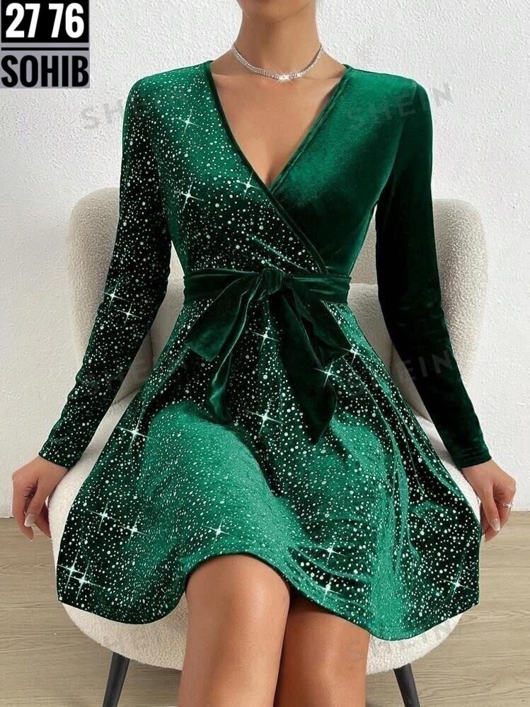 женское платье ткань велюр с пайетка,lbtfa женское платье ткань: велюр с пайетка,платье велюр с паеткаи,платье велюр,платье миди с длинными рукавами, украшенное блестящими пайетками