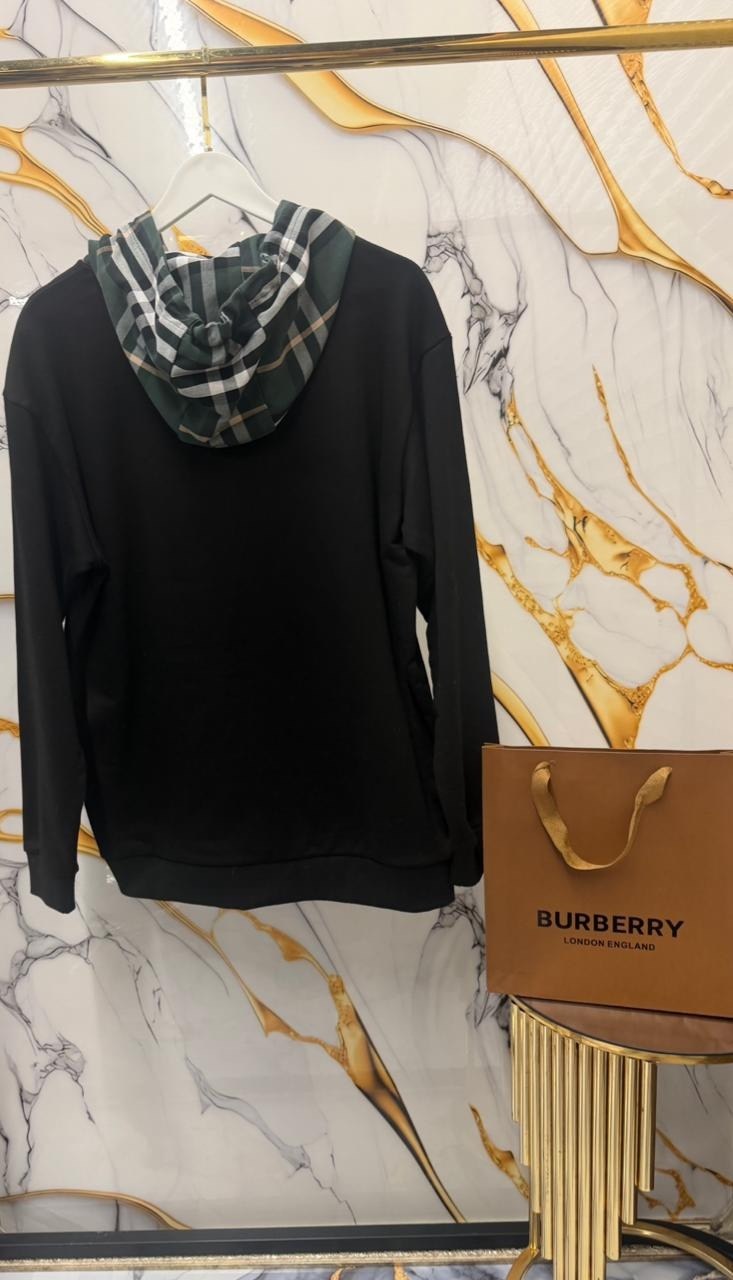 худи в клетку vintage check burberry черный,худи burberry,худи с клетчатым капюшоном burberry черный,burberry hoodie,толстовка burberry