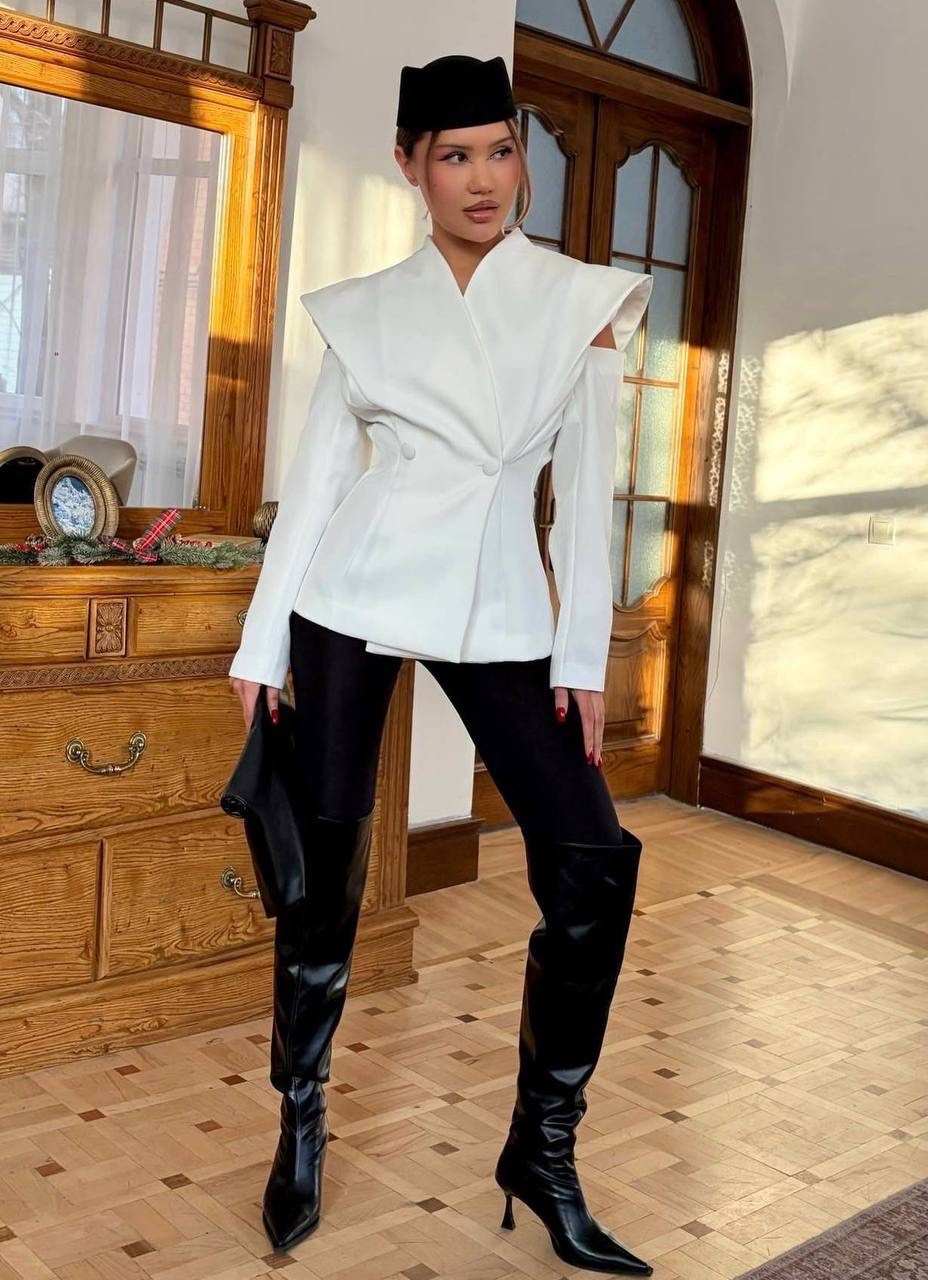 элегантные наряды,женский асимметричный блейзер twotwinstyle,стильные наряды,женские блейзеры twotwinstyle